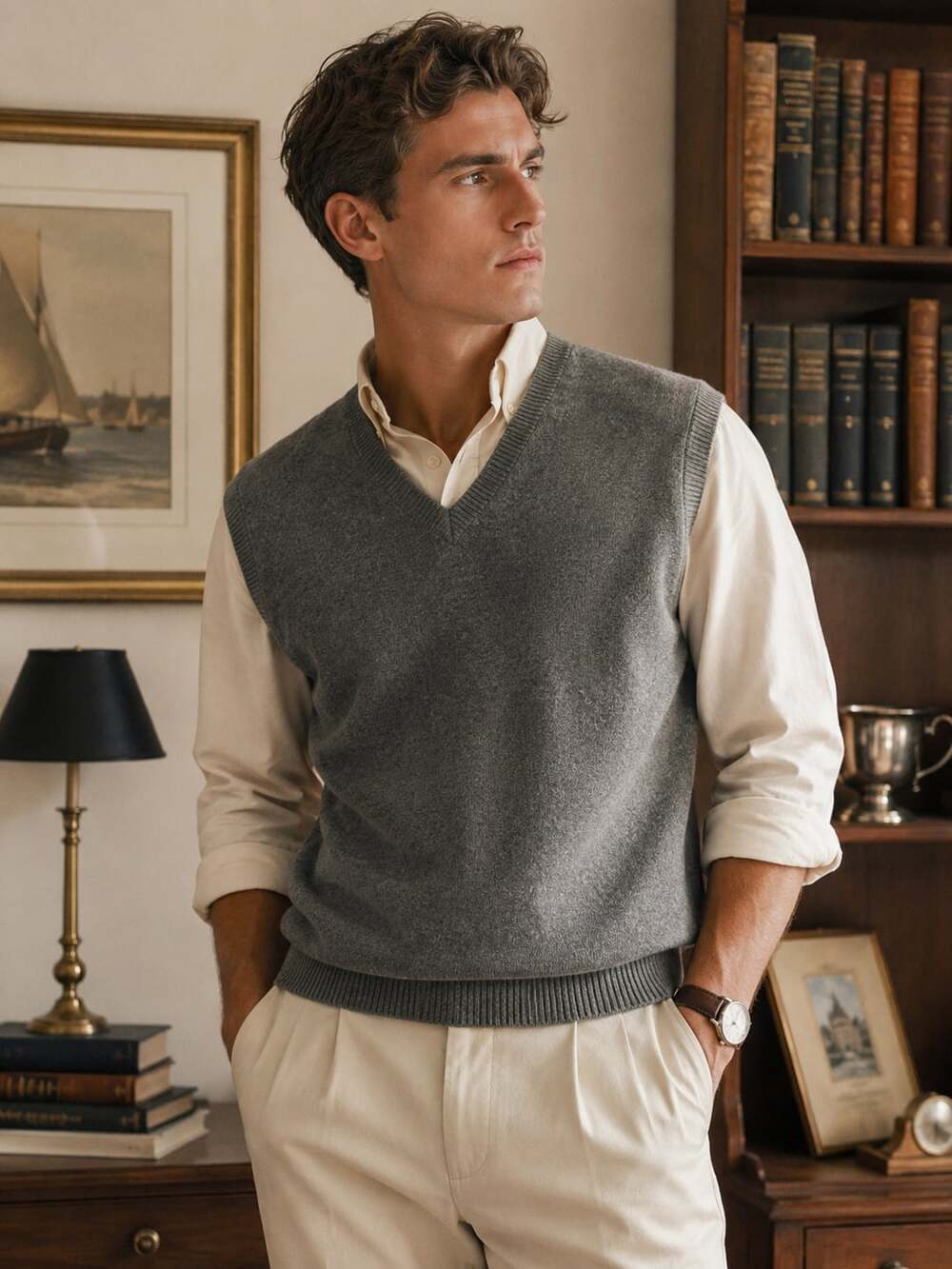 Vintage Barrie Connell’s 100% Cashmere Sweater Vest Gray Scotland L XL